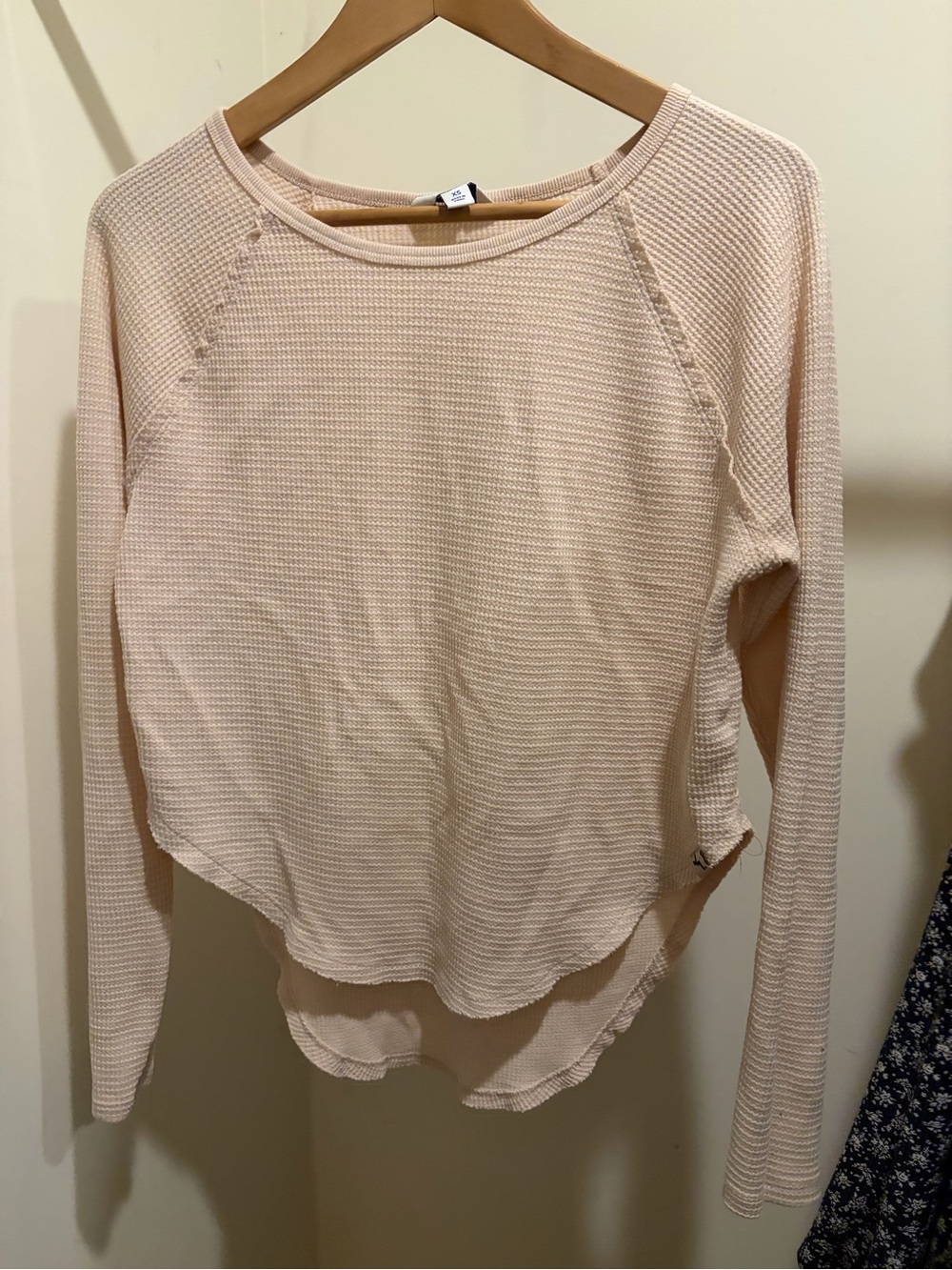 JoyLab Beige Waffle-Knit Long Sleeve Top